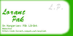 lorant pak business card